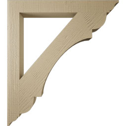 Ekena Millwork - BKTUR035X32X36OLY01RCPR - Timberthane Faux Wood Olympic Style Bracket, Traditional Ends, 3 1/2"W x 32"D x 36"H, Primed Tan