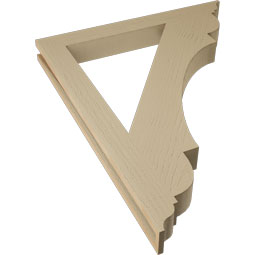 Ekena Millwork - BKTUR035X32X40OLY01RCPR - Timberthane Faux Wood Olympic Style Bracket, Traditional Ends, 3 1/2"W x 32"D x 40"H, Primed Tan