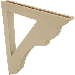Ekena Millwork - BKTUR035X32X44OLY01RCPR - Timberthane Faux Wood Olympic Style Bracket, Traditional Ends, 3 1/2"W x 32"D x 44"H, Primed Tan