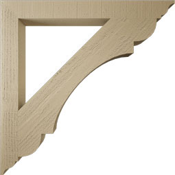 Ekena Millwork - BKTUR035X34X34OLY01RCPR - Timberthane Faux Wood Olympic Style Bracket, Traditional Ends, 3 1/2"W x 34"D x 34"H, Primed Tan