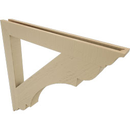 Ekena Millwork - BKTUR035X34X34OLY01RCPR - Timberthane Faux Wood Olympic Style Bracket, Traditional Ends, 3 1/2"W x 34"D x 34"H, Primed Tan
