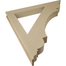 Ekena Millwork - BKTUR035X34X34OLY01RCPR - Timberthane Faux Wood Olympic Style Bracket, Traditional Ends, 3 1/2"W x 34"D x 34"H, Primed Tan