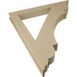 Ekena Millwork - BKTUR035X34X38OLY01RCPR - Timberthane Faux Wood Olympic Style Bracket, Traditional Ends, 3 1/2"W x 34"D x 38"H, Primed Tan