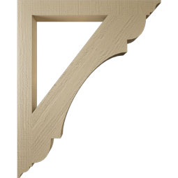 Ekena Millwork - BKTUR035X34X42OLY01RCPR - Timberthane Faux Wood Olympic Style Bracket, Traditional Ends, 3 1/2"W x 34"D x 42"H, Primed Tan