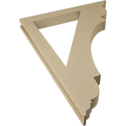 Ekena Millwork - BKTUR035X34X46OLY01RCPR - Timberthane Faux Wood Olympic Style Bracket, Traditional Ends, 3 1/2"W x 34"D x 46"H, Primed Tan