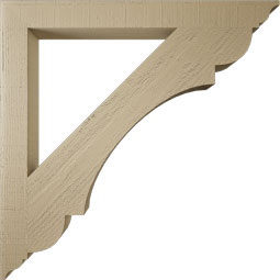 Ekena Millwork - BKTUR035X36X36OLY01RCPR - Timberthane Faux Wood Olympic Style Bracket, Traditional Ends, 3 1/2"W x 36"D x 36"H, Primed Tan