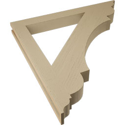Ekena Millwork - BKTUR035X36X36OLY01RCPR - Timberthane Faux Wood Olympic Style Bracket, Traditional Ends, 3 1/2"W x 36"D x 36"H, Primed Tan