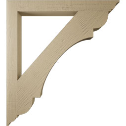 Ekena Millwork - BKTUR035X36X40OLY01RCPR - Timberthane Faux Wood Olympic Style Bracket, Traditional Ends, 3 1/2"W x 36"D x 40"H, Primed Tan
