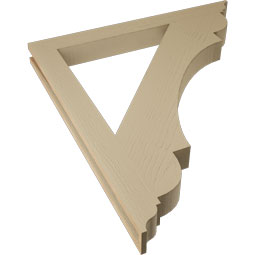 Ekena Millwork - BKTUR035X36X40OLY01RCPR - Timberthane Faux Wood Olympic Style Bracket, Traditional Ends, 3 1/2"W x 36"D x 40"H, Primed Tan