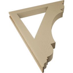 Ekena Millwork - BKTUR035X36X42OLY01RCPR - Timberthane Faux Wood Olympic Style Bracket, Traditional Ends, 3 1/2"W x 36"D x 42"H, Primed Tan