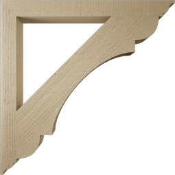 Ekena Millwork - BKTUR035X38X38OLY01RCPR - Timberthane Faux Wood Olympic Style Bracket, Traditional Ends, 3 1/2"W x 38"D x 38"H, Primed Tan