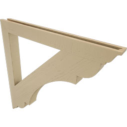 Ekena Millwork - BKTUR035X38X38OLY01RCPR - Timberthane Faux Wood Olympic Style Bracket, Traditional Ends, 3 1/2"W x 38"D x 38"H, Primed Tan
