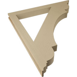 Ekena Millwork - BKTUR035X40X44OLY01RCPR - Timberthane Faux Wood Olympic Style Bracket, Traditional Ends, 3 1/2"W x 40"D x 44"H, Primed Tan