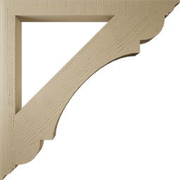 Ekena Millwork - BKTUR035X42X42OLY01RCPR - Timberthane Faux Wood Olympic Style Bracket, Traditional Ends, 3 1/2"W x 42"D x 42"H, Primed Tan