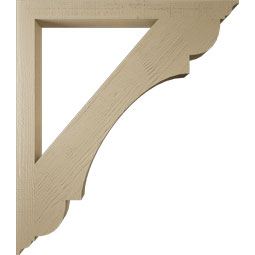 Ekena Millwork - BKTUR035X42X48OLY01RCPR - Timberthane Faux Wood Olympic Style Bracket, Traditional Ends, 3 1/2"W x 42"D x 48"H, Primed Tan