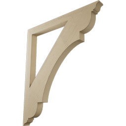 Ekena Millwork - BKTUR035X42X48OLY01RCPR - Timberthane Faux Wood Olympic Style Bracket, Traditional Ends, 3 1/2"W x 42"D x 48"H, Primed Tan
