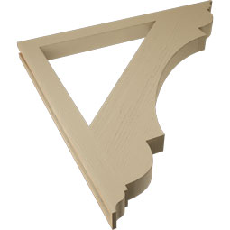 Ekena Millwork - BKTUR035X46X46OLY01RCPR - Timberthane Faux Wood Olympic Style Bracket, Traditional Ends, 3 1/2"W x 46"D x 46"H, Primed Tan