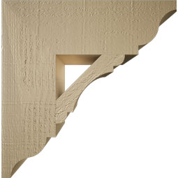Ekena Millwork - BKTUR055X18X18OLY01RCPR - Timberthane Faux Wood Olympic Style Bracket, Traditional Ends, 5 1/2"W x 18"D x 18"H, Primed Tan