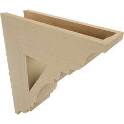 Ekena Millwork - BKTUR055X18X22OLY01RCPR - Timberthane Faux Wood Olympic Style Bracket, Traditional Ends, 5 1/2"W x 18"D x 22"H, Primed Tan