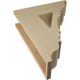 Ekena Millwork - BKTUR055X18X22OLY01RCPR - Timberthane Faux Wood Olympic Style Bracket, Traditional Ends, 5 1/2"W x 18"D x 22"H, Primed Tan