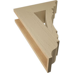 Ekena Millwork - BKTUR055X18X26OLY01RCPR - Timberthane Faux Wood Olympic Style Bracket, Traditional Ends, 5 1/2"W x 18"D x 26"H, Primed Tan