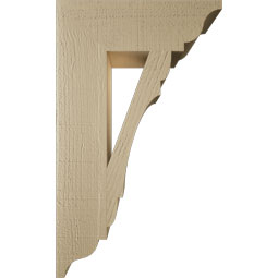 Ekena Millwork - BKTUR055X18X30OLY01RCPR - Timberthane Faux Wood Olympic Style Bracket, Traditional Ends, 5 1/2"W x 18"D x 30"H, Primed Tan