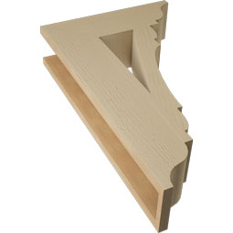 Ekena Millwork - BKTUR055X18X30OLY01RCPR - Timberthane Faux Wood Olympic Style Bracket, Traditional Ends, 5 1/2"W x 18"D x 30"H, Primed Tan