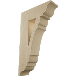 Ekena Millwork - BKTUR055X18X30OLY01RCPR - Timberthane Faux Wood Olympic Style Bracket, Traditional Ends, 5 1/2"W x 18"D x 30"H, Primed Tan