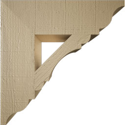 Ekena Millwork - BKTUR055X20X20OLY01RCPR - Timberthane Faux Wood Olympic Style Bracket, Traditional Ends, 5 1/2"W x 20"D x 20"H, Primed Tan