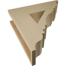 Ekena Millwork - BKTUR055X20X20OLY01RCPR - Timberthane Faux Wood Olympic Style Bracket, Traditional Ends, 5 1/2"W x 20"D x 20"H, Primed Tan