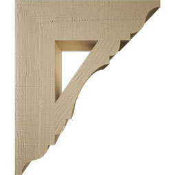 Ekena Millwork - BKTUR055X20X24OLY01RCPR - Timberthane Faux Wood Olympic Style Bracket, Traditional Ends, 5 1/2"W x 20"D x 24"H, Primed Tan
