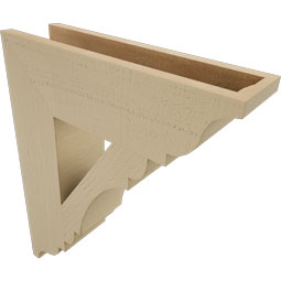 Ekena Millwork - BKTUR055X20X24OLY01RCPR - Timberthane Faux Wood Olympic Style Bracket, Traditional Ends, 5 1/2"W x 20"D x 24"H, Primed Tan