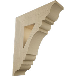 Ekena Millwork - BKTUR055X20X24OLY01RCPR - Timberthane Faux Wood Olympic Style Bracket, Traditional Ends, 5 1/2"W x 20"D x 24"H, Primed Tan