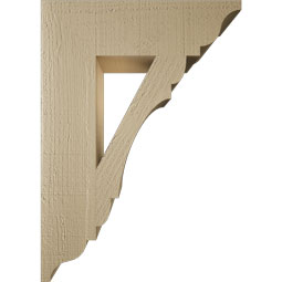 Ekena Millwork - BKTUR055X20X28OLY01RCPR - Timberthane Faux Wood Olympic Style Bracket, Traditional Ends, 5 1/2"W x 20"D x 28"H, Primed Tan