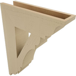 Ekena Millwork - BKTUR055X20X28OLY01RCPR - Timberthane Faux Wood Olympic Style Bracket, Traditional Ends, 5 1/2"W x 20"D x 28"H, Primed Tan