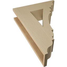 Ekena Millwork - BKTUR055X20X28OLY01RCPR - Timberthane Faux Wood Olympic Style Bracket, Traditional Ends, 5 1/2"W x 20"D x 28"H, Primed Tan