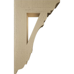 Ekena Millwork - BKTUR055X20X32OLY01RCPR - Timberthane Faux Wood Olympic Style Bracket, Traditional Ends, 5 1/2"W x 20"D x 32"H, Primed Tan