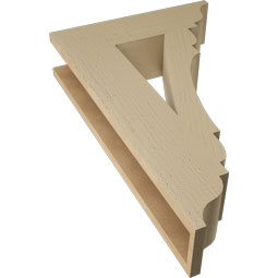 Ekena Millwork - BKTUR055X20X32OLY01RCPR - Timberthane Faux Wood Olympic Style Bracket, Traditional Ends, 5 1/2"W x 20"D x 32"H, Primed Tan