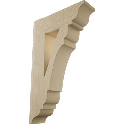 Ekena Millwork - BKTUR055X20X32OLY01RCPR - Timberthane Faux Wood Olympic Style Bracket, Traditional Ends, 5 1/2"W x 20"D x 32"H, Primed Tan