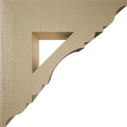 Ekena Millwork - BKTUR055X22X22OLY01RCPR - Timberthane Faux Wood Olympic Style Bracket, Traditional Ends, 5 1/2"W x 22"D x 22"H, Primed Tan