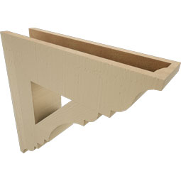 Ekena Millwork - BKTUR055X22X22OLY01RCPR - Timberthane Faux Wood Olympic Style Bracket, Traditional Ends, 5 1/2"W x 22"D x 22"H, Primed Tan