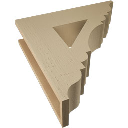 Ekena Millwork - BKTUR055X22X22OLY01RCPR - Timberthane Faux Wood Olympic Style Bracket, Traditional Ends, 5 1/2"W x 22"D x 22"H, Primed Tan