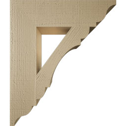 Ekena Millwork - BKTUR055X22X26OLY01RCPR - Timberthane Faux Wood Olympic Style Bracket, Traditional Ends, 5 1/2"W x 22"D x 26"H, Primed Tan