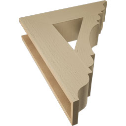 Ekena Millwork - BKTUR055X22X26OLY01RCPR - Timberthane Faux Wood Olympic Style Bracket, Traditional Ends, 5 1/2"W x 22"D x 26"H, Primed Tan