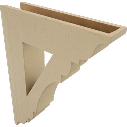 Ekena Millwork - BKTUR055X22X30OLY01RCPR - Timberthane Faux Wood Olympic Style Bracket, Traditional Ends, 5 1/2"W x 22"D x 30"H, Primed Tan