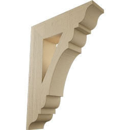 Ekena Millwork - BKTUR055X22X30OLY01RCPR - Timberthane Faux Wood Olympic Style Bracket, Traditional Ends, 5 1/2"W x 22"D x 30"H, Primed Tan
