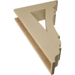 Ekena Millwork - BKTUR055X22X34OLY01RCPR - Timberthane Faux Wood Olympic Style Bracket, Traditional Ends, 5 1/2"W x 22"D x 34"H, Primed Tan