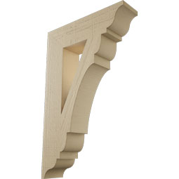 Ekena Millwork - BKTUR055X22X34OLY01RCPR - Timberthane Faux Wood Olympic Style Bracket, Traditional Ends, 5 1/2"W x 22"D x 34"H, Primed Tan