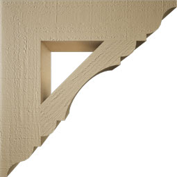 Ekena Millwork - BKTUR055X24X24OLY01RCPR - Timberthane Faux Wood Olympic Style Bracket, Traditional Ends, 5 1/2"W x 24"D x 24"H, Primed Tan