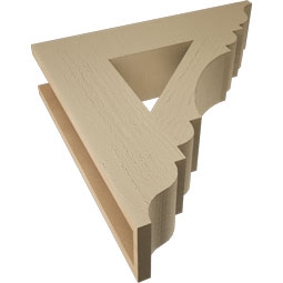 Ekena Millwork - BKTUR055X24X24OLY01RCPR - Timberthane Faux Wood Olympic Style Bracket, Traditional Ends, 5 1/2"W x 24"D x 24"H, Primed Tan